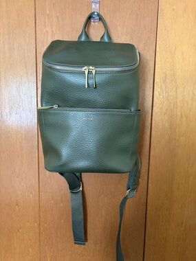 Matt & Nat Olive Green Vegan Leather Backpack with Gold Hardware